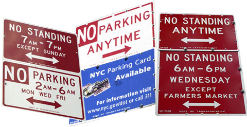 An NYC parking violation summons, showing fields for plate, violation code, and issuing officer.